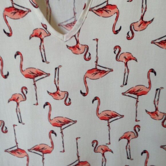 Anthropologie | Modcloth Linen Blend Flamingo Top Small - Picture 4 of 8